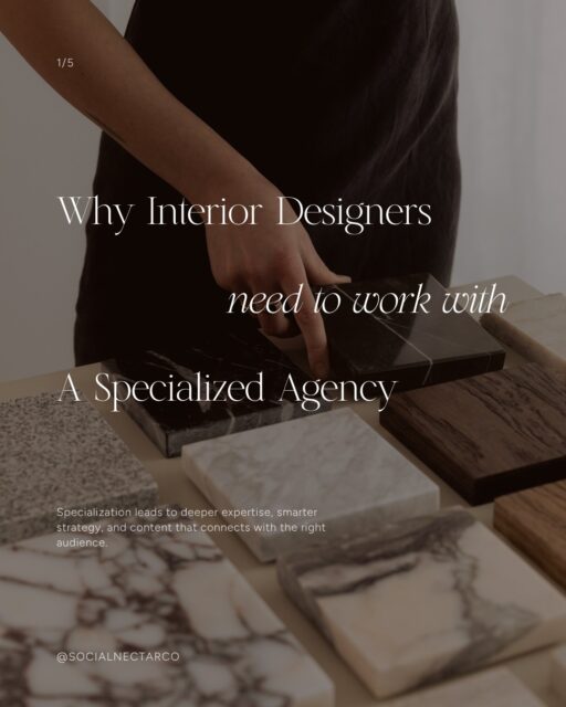 There’s a reason we work exclusively with interior designers.

The way a homeowner chooses a designer is different from how someone shops for a product or books a service. It’s a relationship built on trust, connection, and confidence long before an inquiry is ever submitted.

By focusing on one industry, we’ve developed a deep understanding of what resonates with your audience, how luxury design firms build credibility online, and how to create content that supports real business growth.

You deserve a marketing partner who already understands your world. 

One who knows the difference between a reveal and an install day. Who understands the value of professional photography. Who recognizes that your social media should reflect the same level of intention as the spaces you design.

Because the best strategy doesn’t come from "learning your industry as we go." It comes from already knowing it.

#socialmediastrategy #contentstrategy #designbusiness #creativebusiness #nichemarketing