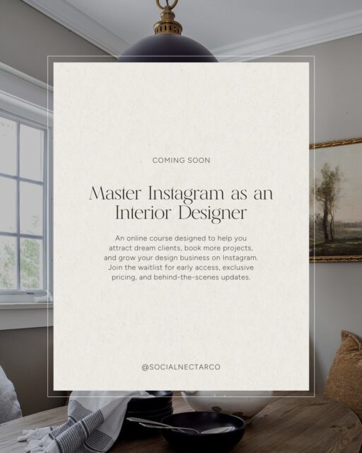 I've been quieter on here lately, and that's because I’ve been working hard behind the scenes on a course for interior designers to learn how to master Instagram.
I'm creating this course because I saw a massive gap for designers who either want to manage social themselves or just aren’t quite ready to invest in full monthly management. It’s going to be packed with value but designed to be simple, clear, and easy to follow so you can confidently run your Instagram without the overwhelm.
The step-by-step course will show you exactly how to:
- Set your foundation on Instagram
- Strategize to make Instagram less confusing and more effective
- Create content that converts, without spending hours every day
- Show up on video
- Track metrics that actually matter
- Keep your marketing consistent and sustainable
+ LOTS more
🚪 Early-bird pricing opens soon. If you want to be notified, head to my bio and join the waitlist!
#interiordesignbusiness #socialmediamarketing #interiordesignercourse #interiordesigntips #interiordesignerlife