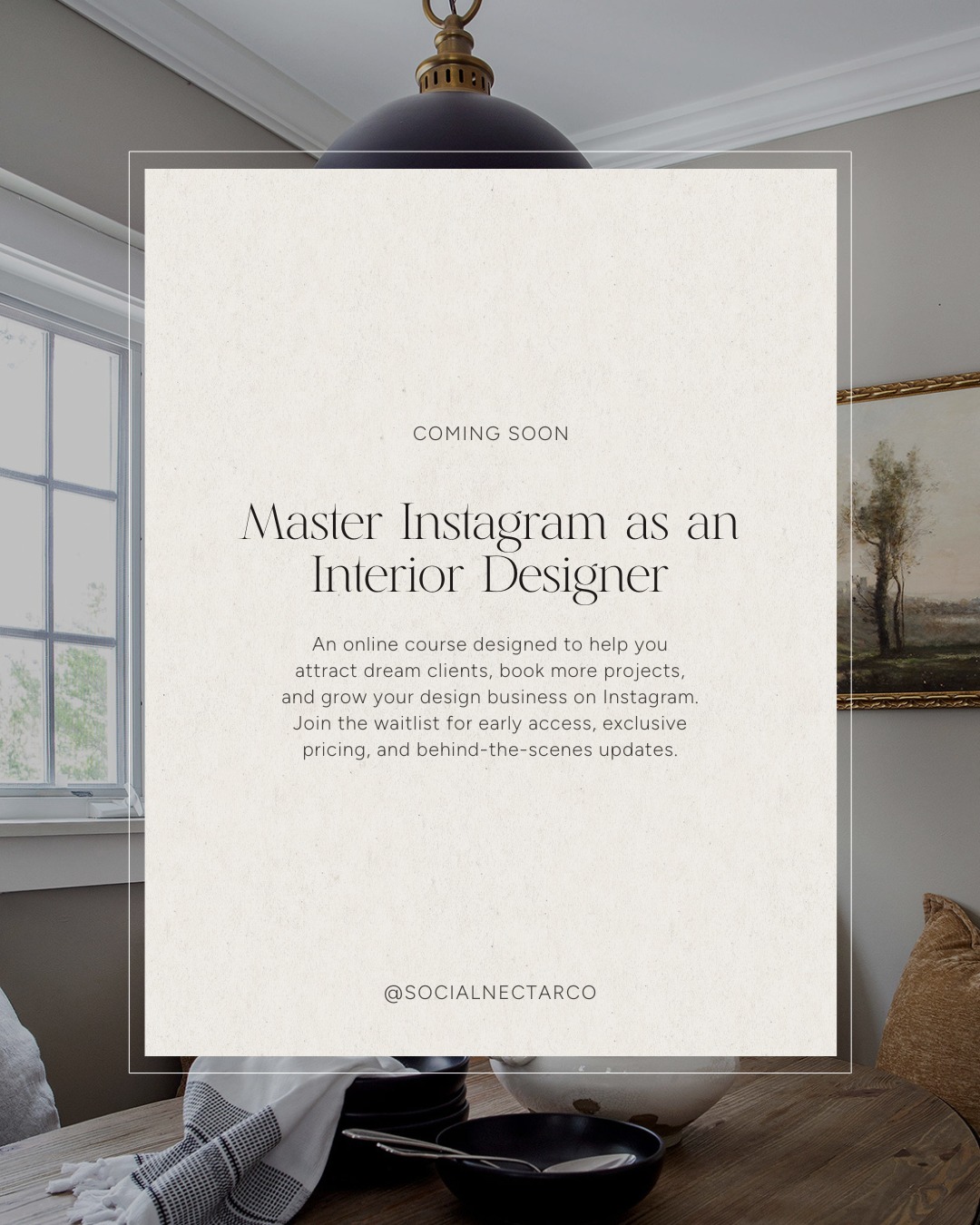 I've been quieter on here lately, and that's because I’ve been working hard behind the scenes on a course for interior designers to learn how to master Instagram.
I'm creating this course because I saw a massive gap for designers who either want to manage social themselves or just aren’t quite ready to invest in full monthly management. It’s going to be packed with value but designed to be simple, clear, and easy to follow so you can confidently run your Instagram without the overwhelm.
The step-by-step course will show you exactly how to:
- Set your foundation on Instagram
- Strategize to make Instagram less confusing and more effective
- Create content that converts, without spending hours every day
- Show up on video
- Track metrics that actually matter
- Keep your marketing consistent and sustainable
+ LOTS more
🚪 Early-bird pricing opens soon. If you want to be notified, head to my bio and join the waitlist!
#interiordesignbusiness #socialmediamarketing #interiordesignercourse #interiordesigntips #interiordesignerlife