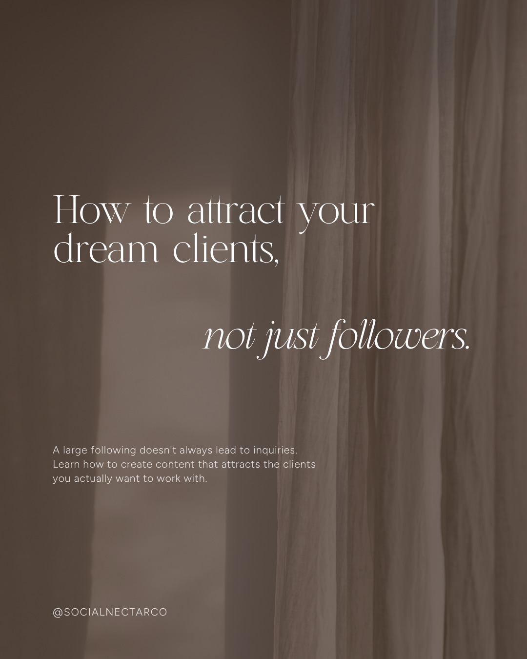 The biggest misconception in social media is that more followers automatically mean more business. A large audience means very little if the people seeing your content will never hire you.
Instead of creating content for everyone, create content for the clients you actually want to work with.
Answer their questions before they ask them.
Show them how you think.
Share the expertise behind your work.
Give them a glimpse into what it’s actually like to work with you.
Because your content shouldn’t just make someone want to follow you, it should make the right client want to hire you. That’s the difference between growing an audience and growing a business.
#dreamclients #clientattraction #brandstrategy #contentmarketing #socialmediastrategy